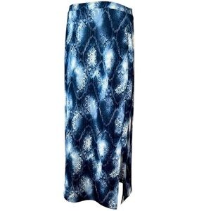 2/$25 Impressions Blue Vintage 90s Hippie Gypsy Floral Artsy Art Maxi Skirt LP